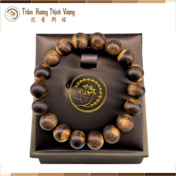 Vòng tay trầm hương Bông Cận Chìm, Dầu Rục Dẻo - Vòng Đơn Size 12mm