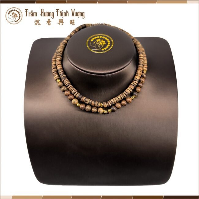 Vòng Trầm hương Phillips cũ Super VIP - Hạt nút mix charm 18K và hạt 6mm