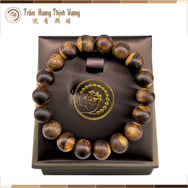 Vòng tay trầm hương Bông Cận Chìm, Dầu Rục Dẻo - Vòng Đơn Size 12mm